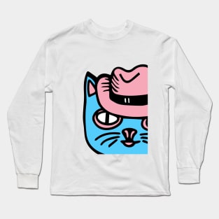 Cat in transgender pride colors Long Sleeve T-Shirt